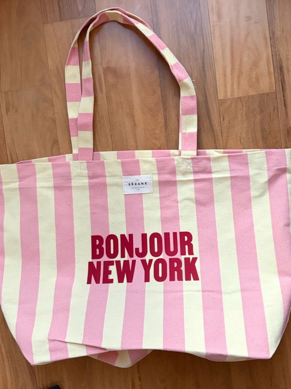 Exclusive Sezane Bonjour New York tote bag MEDIUM striped NY Sezane bag